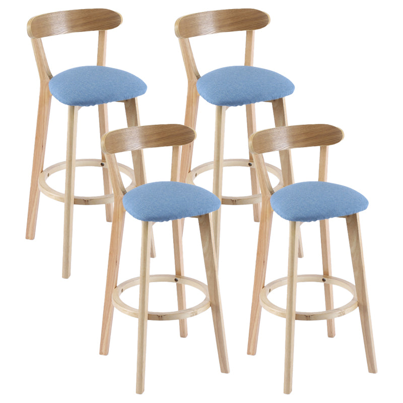Contemporary Matte Finish Solid Wood Bar Stool Milk Tea Shop Footrest Stool