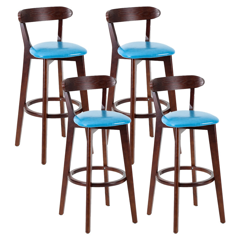 Contemporary Matte Finish Solid Wood Bar Stool Milk Tea Shop Footrest Stool