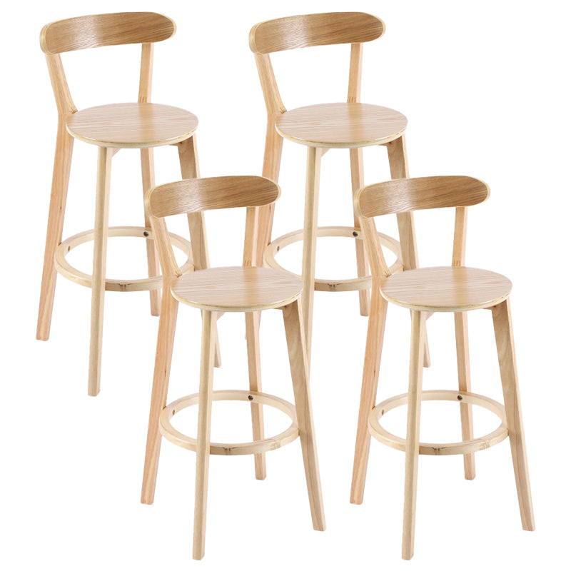 Contemporary Matte Finish Solid Wood Bar Stool Milk Tea Shop Footrest Stool