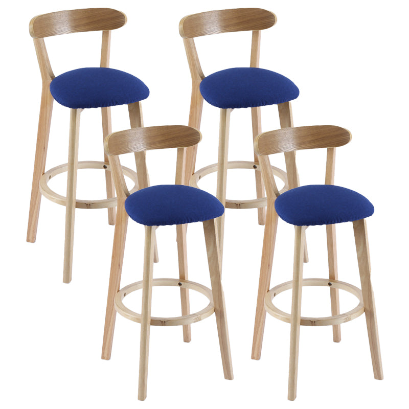 Contemporary Matte Finish Solid Wood Bar Stool Milk Tea Shop Footrest Stool