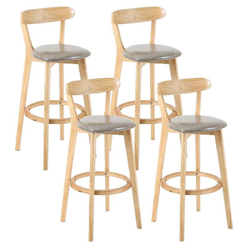 Contemporary Matte Finish Solid Wood Bar Stool Milk Tea Shop Footrest Stool