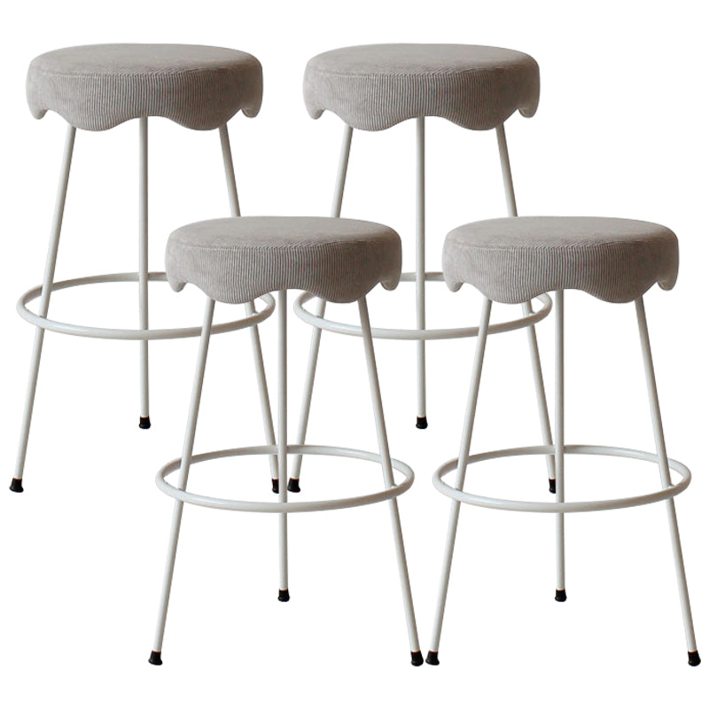Modern Armless Backless Counter Stool Iron Cafe Bar Stool with Flannel Cushion and Pedal