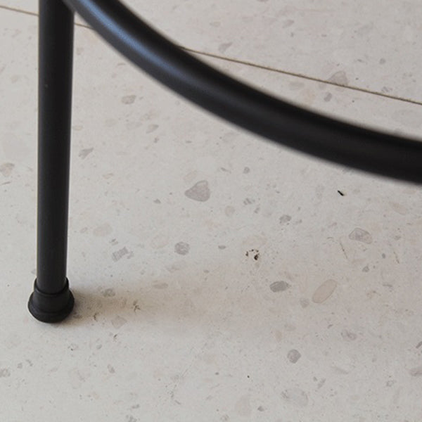 Modern Armless Backless Counter Stool Iron Cafe Bar Stool with Flannel Cushion and Pedal
