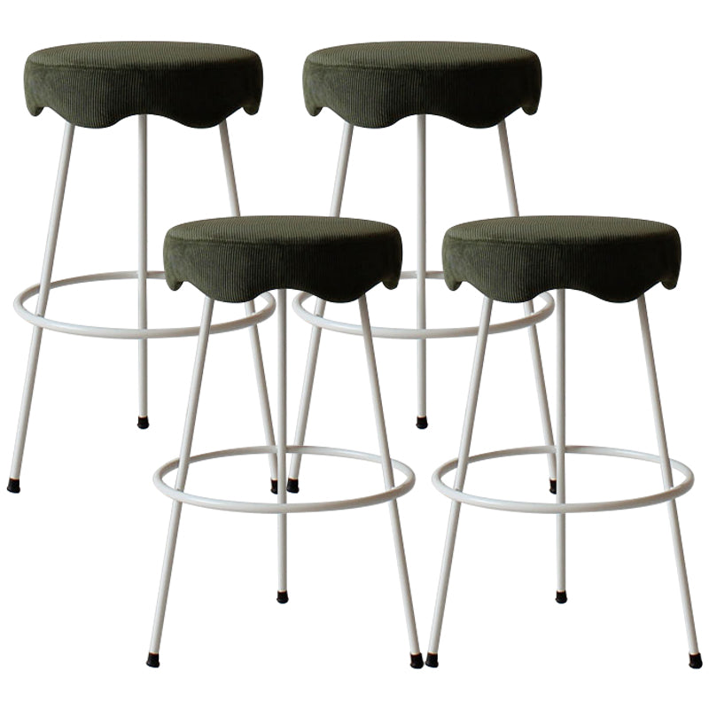 Modern Armless Backless Counter Stool Iron Cafe Bar Stool with Flannel Cushion and Pedal