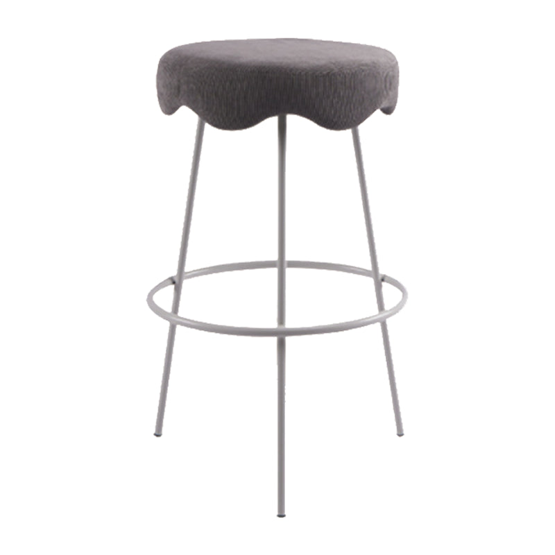 Modern Armless Backless Counter Stool Iron Cafe Bar Stool with Flannel Cushion and Pedal