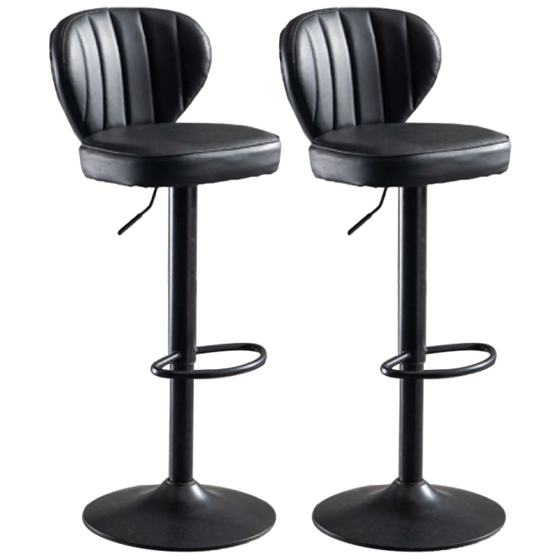 Contemporary Bar-stool Liftable Leather Counter Bar Stool with Metal Legs