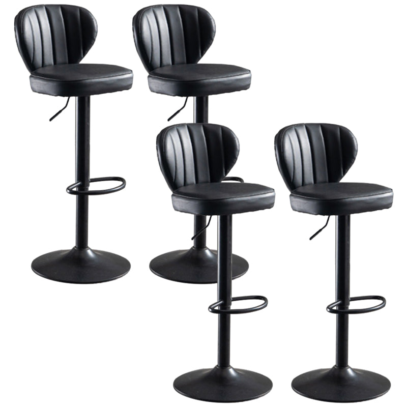 Contemporary Bar-stool Liftable Leather Counter Bar Stool with Metal Legs