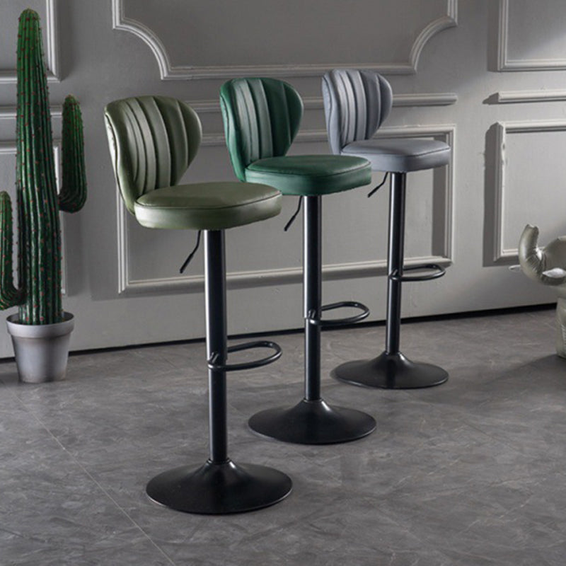 Contemporary Bar-stool Liftable Leather Counter Bar Stool with Metal Legs