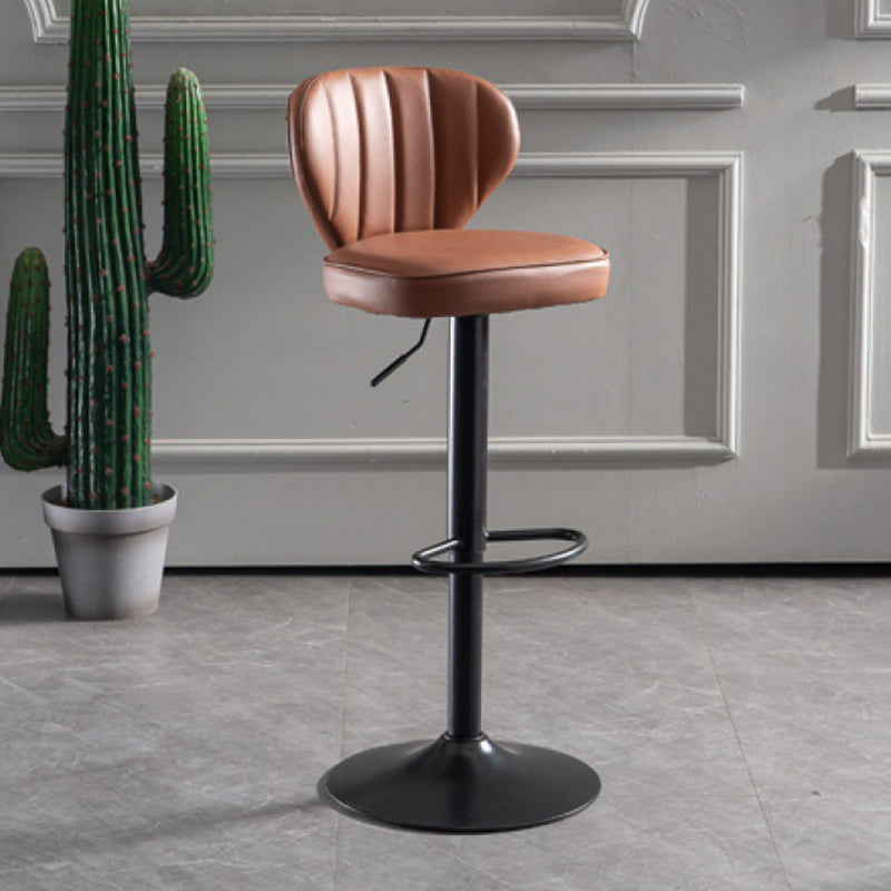 Contemporary Bar-stool Liftable Leather Counter Bar Stool with Metal Legs