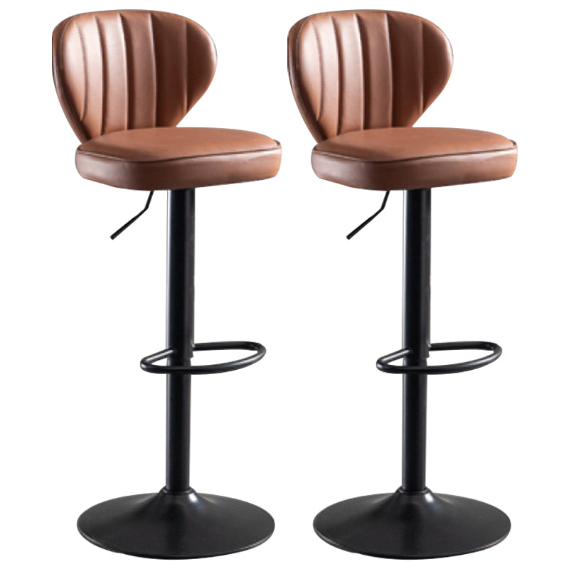 Contemporary Bar-stool Liftable Leather Counter Bar Stool with Metal Legs