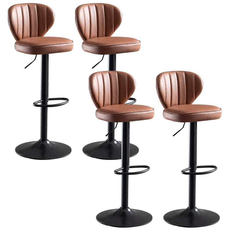 Contemporary Bar-stool Liftable Leather Counter Bar Stool with Metal Legs