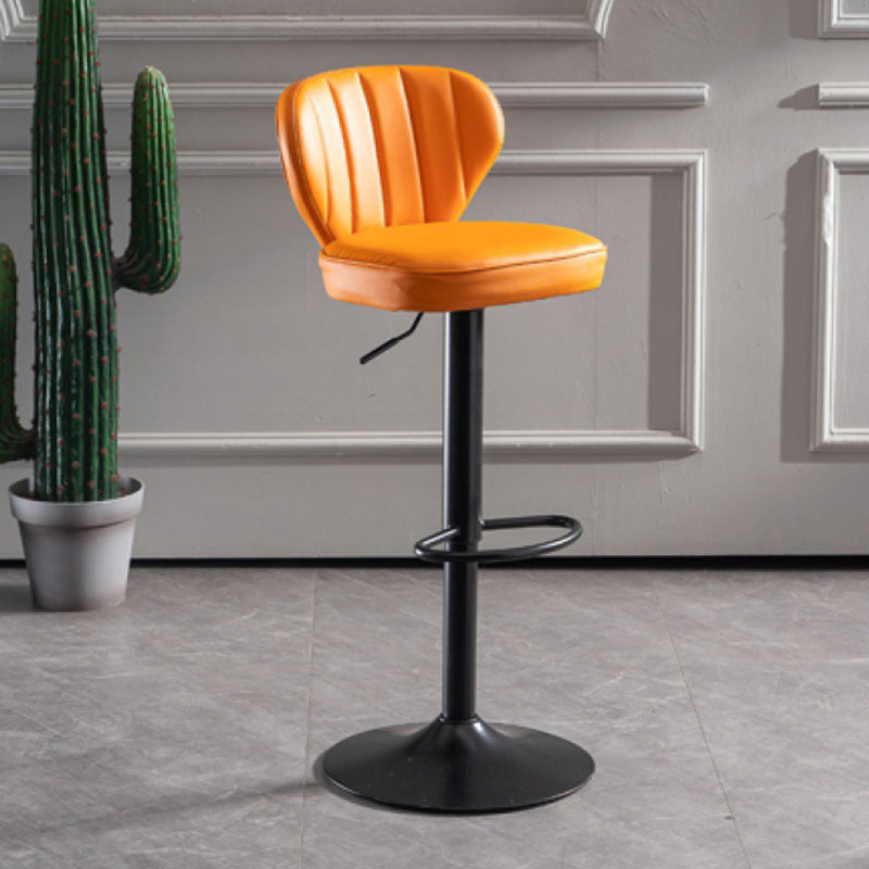 Contemporary Bar-stool Liftable Leather Counter Bar Stool with Metal Legs