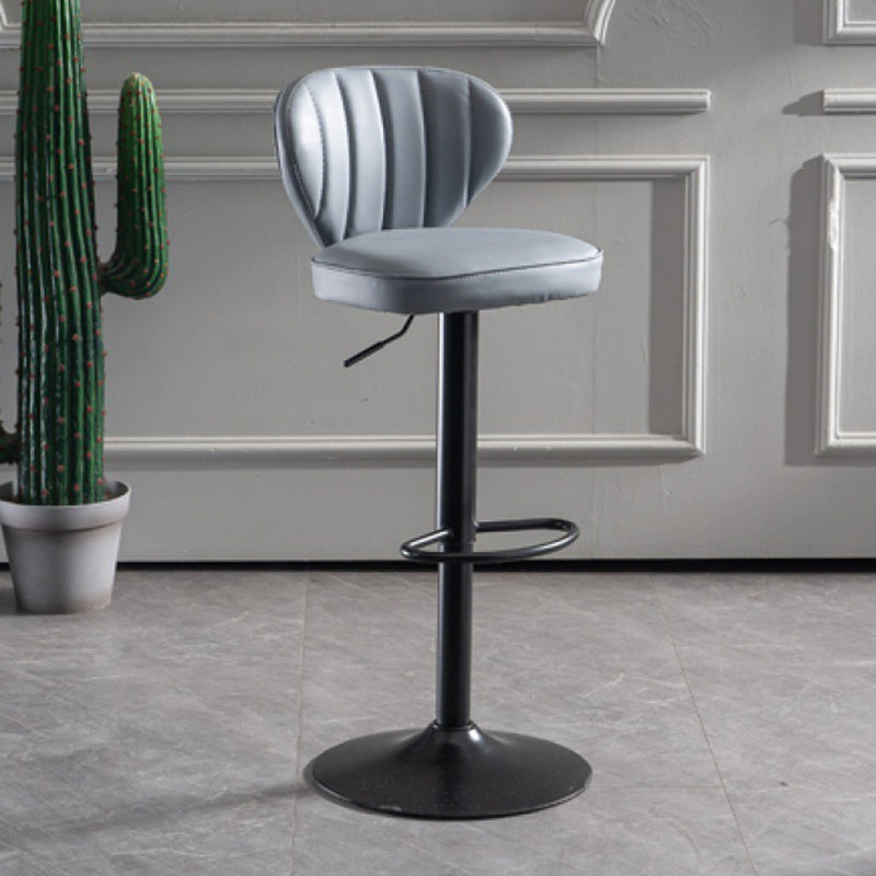Contemporary Bar-stool Liftable Leather Counter Bar Stool with Metal Legs