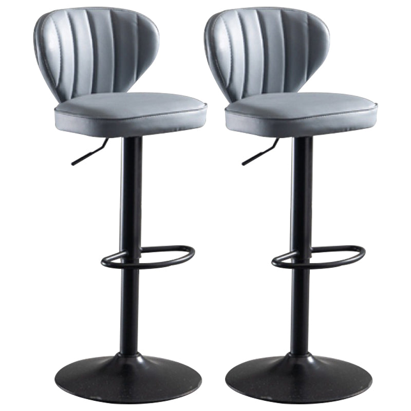 Contemporary Bar-stool Liftable Leather Counter Bar Stool with Metal Legs