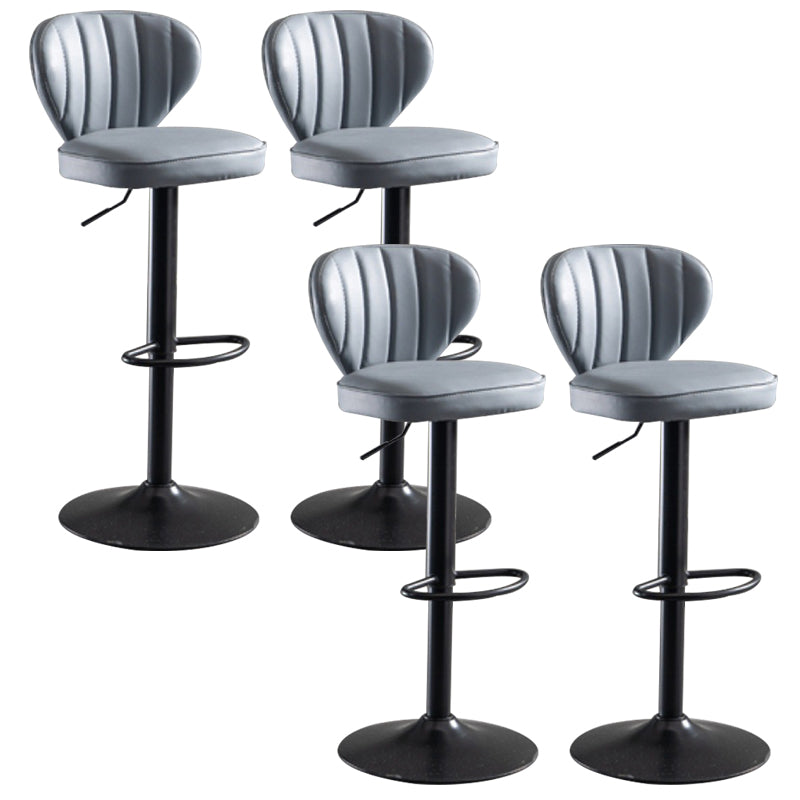 Contemporary Bar-stool Liftable Leather Counter Bar Stool with Metal Legs