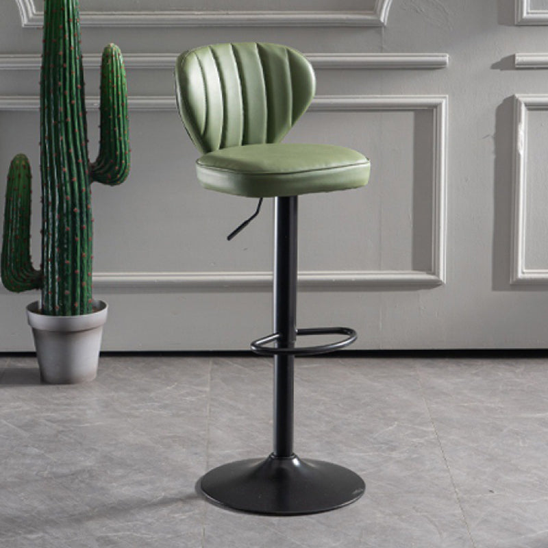 Contemporary Bar-stool Liftable Leather Counter Bar Stool with Metal Legs