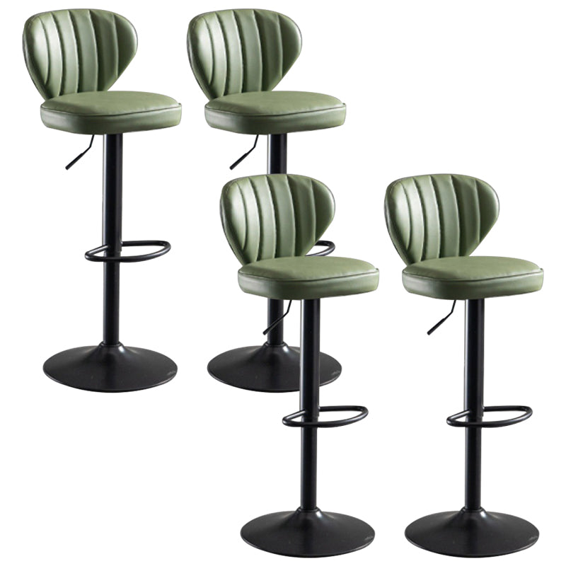 Contemporary Bar-stool Liftable Leather Counter Bar Stool with Metal Legs