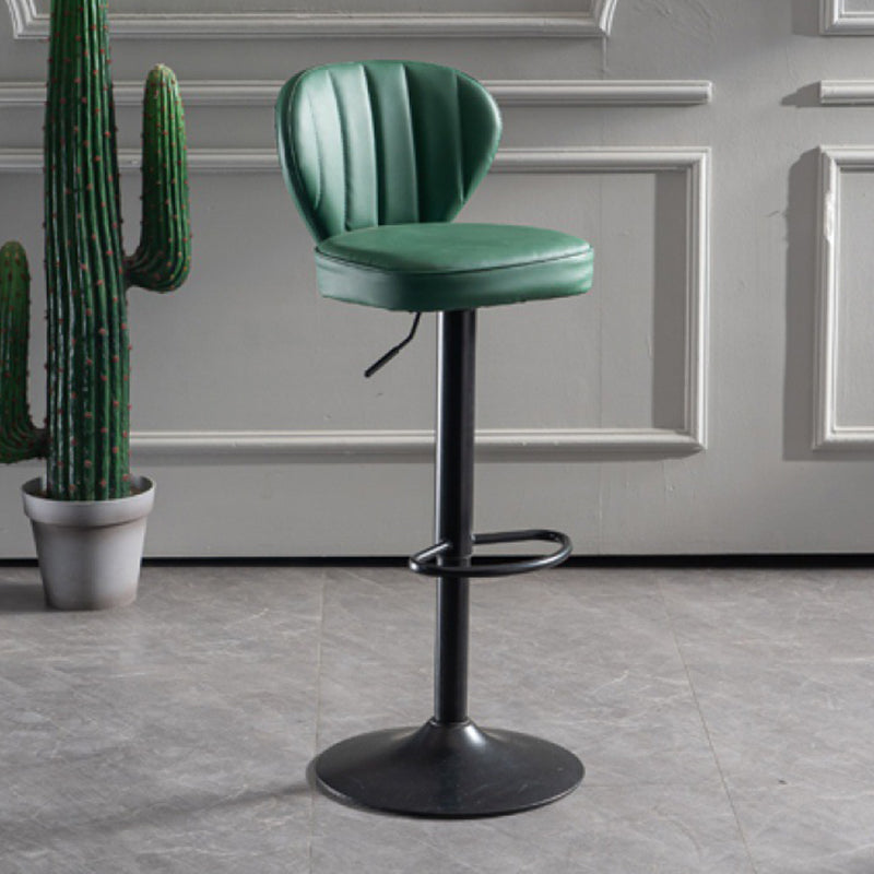 Contemporary Bar-stool Liftable Leather Counter Bar Stool with Metal Legs
