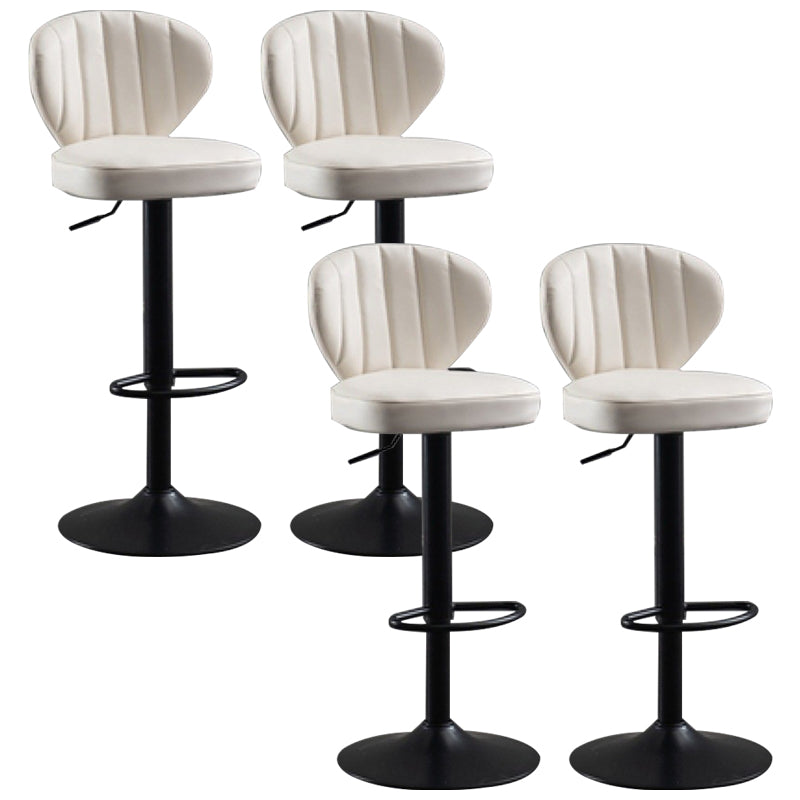 Contemporary Bar-stool Liftable Leather Counter Bar Stool with Metal Legs