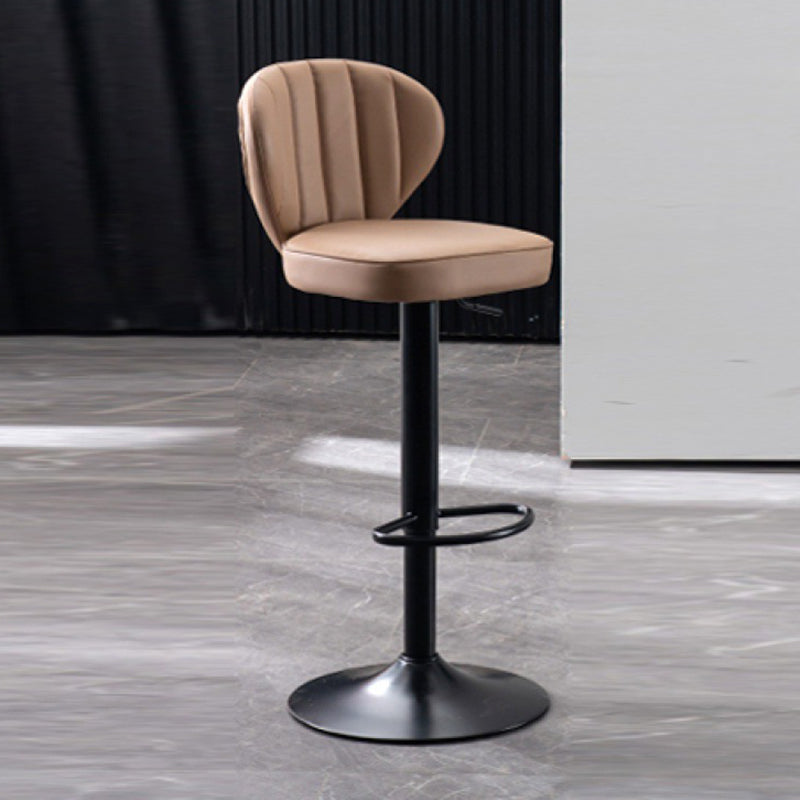 Contemporary Bar-stool Liftable Leather Counter Bar Stool with Metal Legs