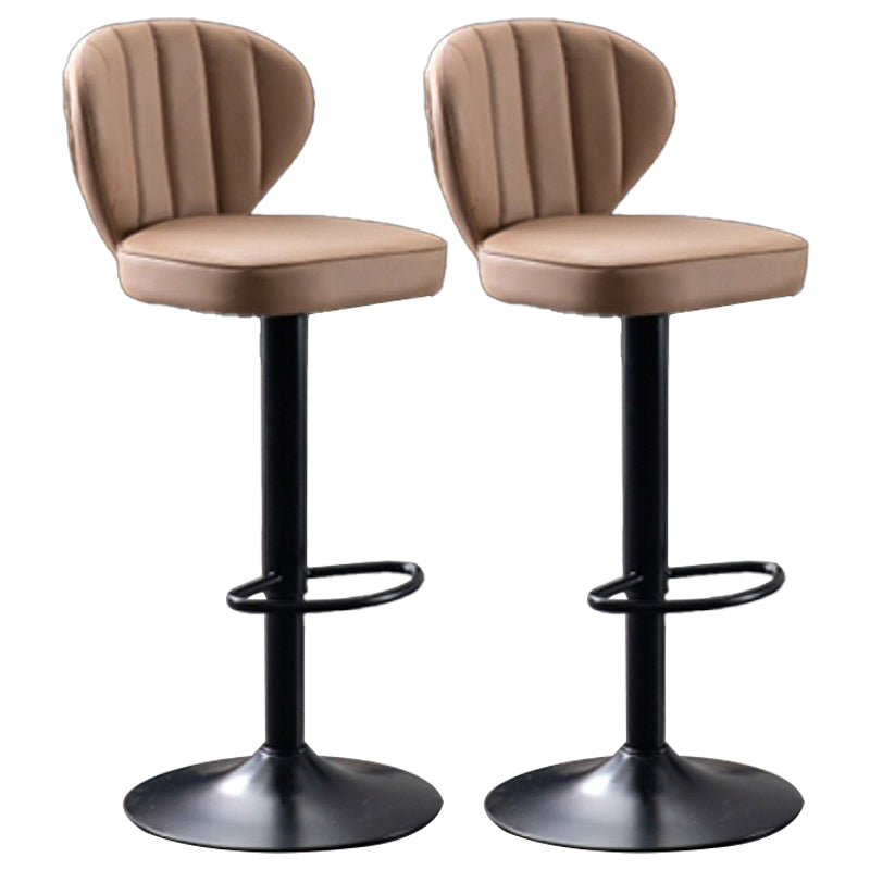 Contemporary Bar-stool Liftable Leather Counter Bar Stool with Metal Legs