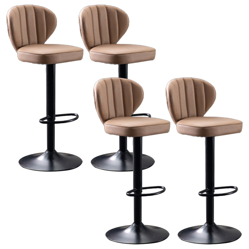 Contemporary Bar-stool Liftable Leather Counter Bar Stool with Metal Legs