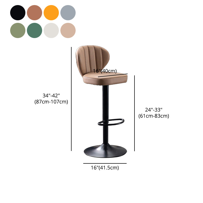 Contemporary Bar-stool Liftable Leather Counter Bar Stool with Metal Legs