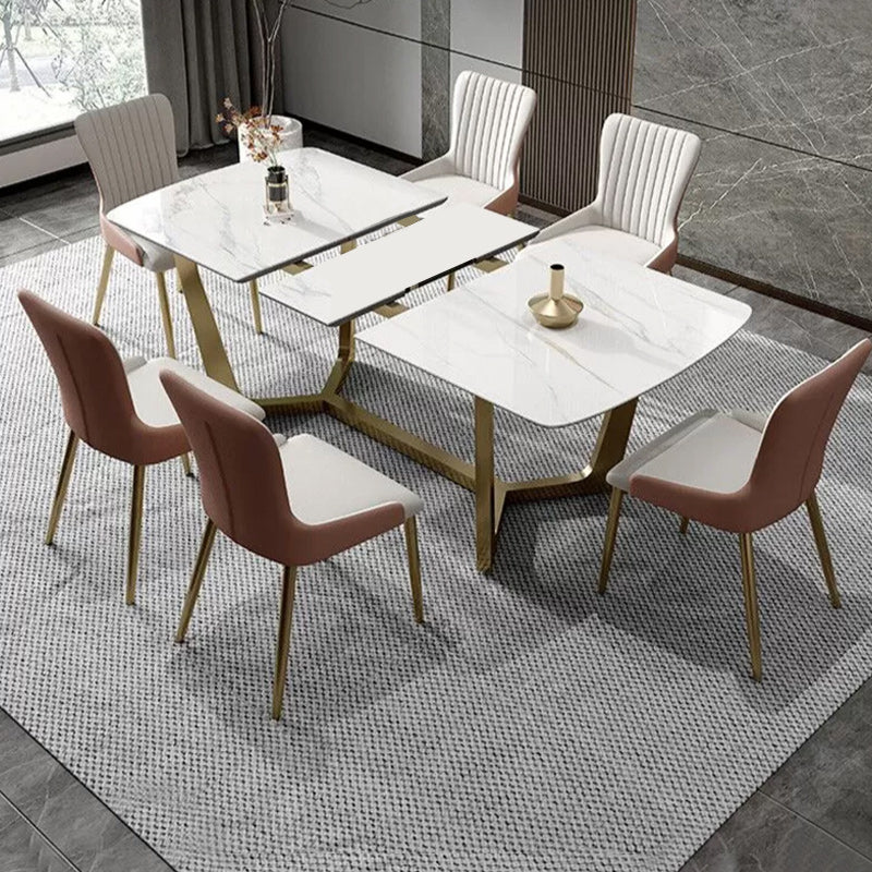 Glam 1/4/5/7 Pieces Rectangle Dinette Set with Sintered Stone Scalable Dining Table Set