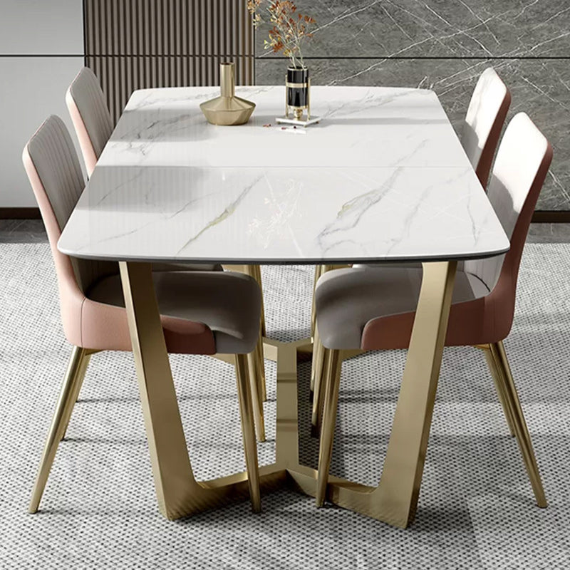Glam 1/4/5/7 Pieces Rectangle Dinette Set with Sintered Stone Scalable Dining Table Set