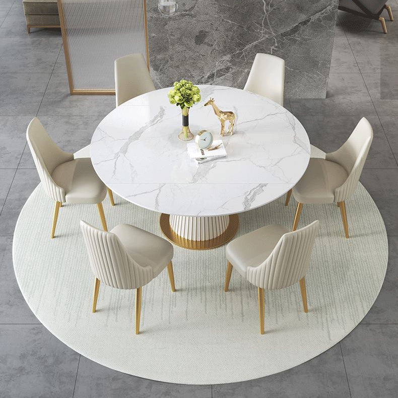 Glam 1/4/5/7 Pieces Leather Dinette Set with Sintered Stone Top Scalable Dining Table Set