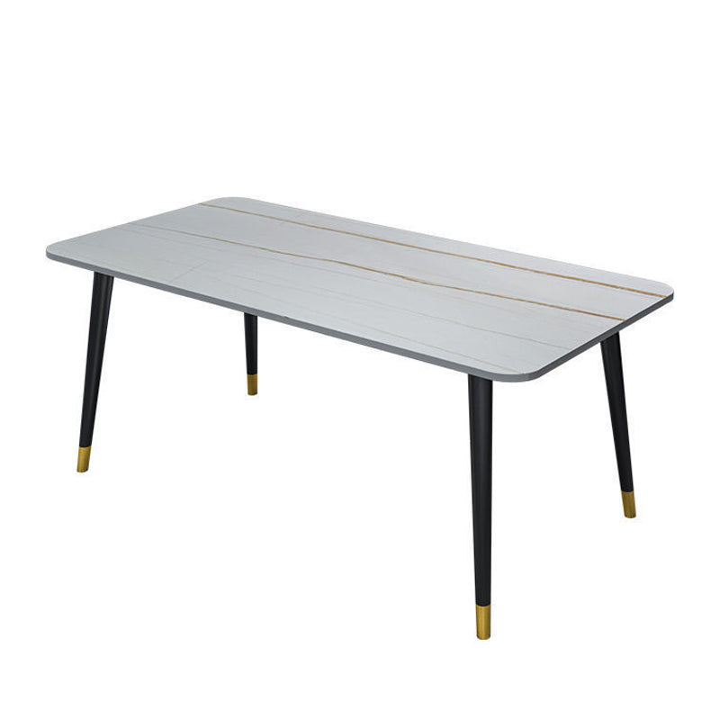 Glam Stone Rectangle Dining Table Matte Finish Home Table with 4 Legs