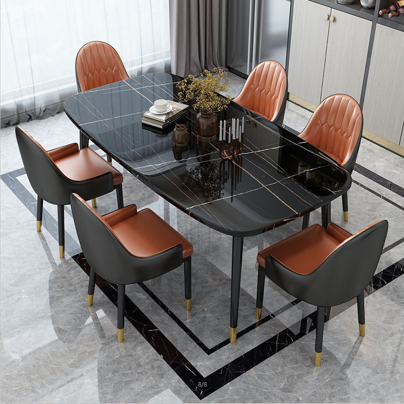 Glam Matte Finish Marble Table Home Rectangle Dining Table with 4 Legs