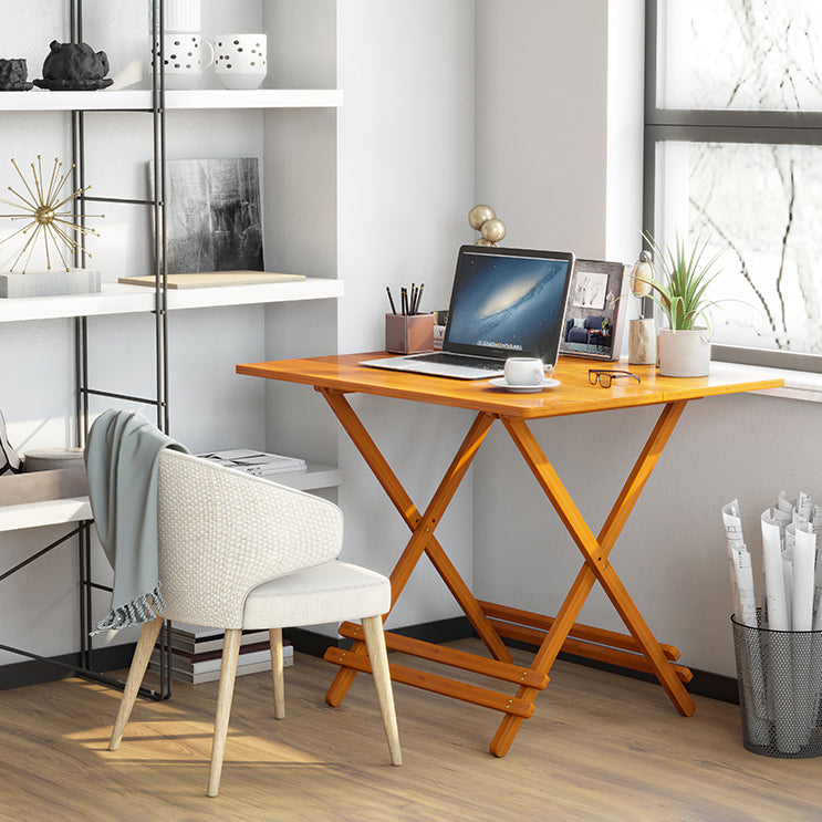 Modern Bamboo Pedestal Dining Table Natural Folding Table for Kitchen