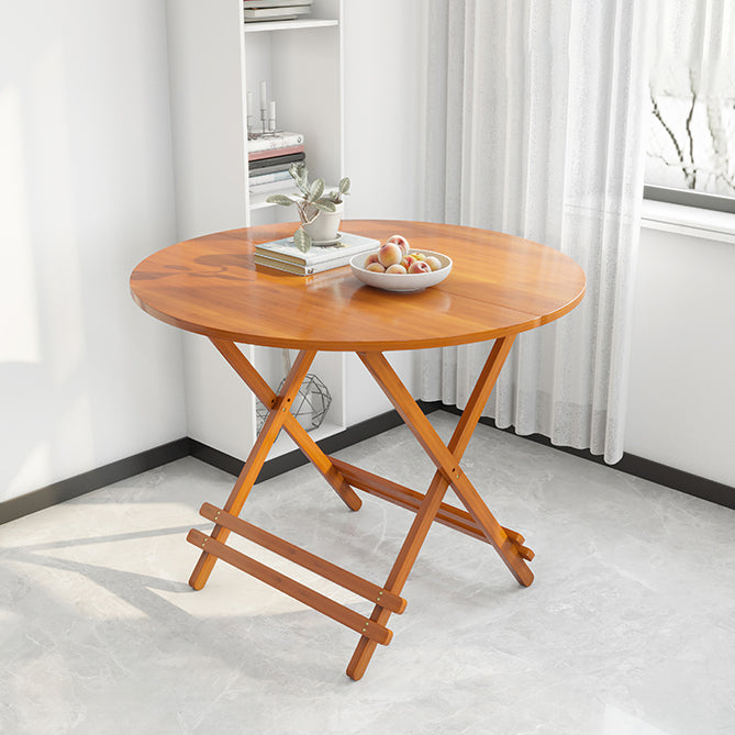 Modern Bamboo Pedestal Dining Table Natural Folding Table for Kitchen