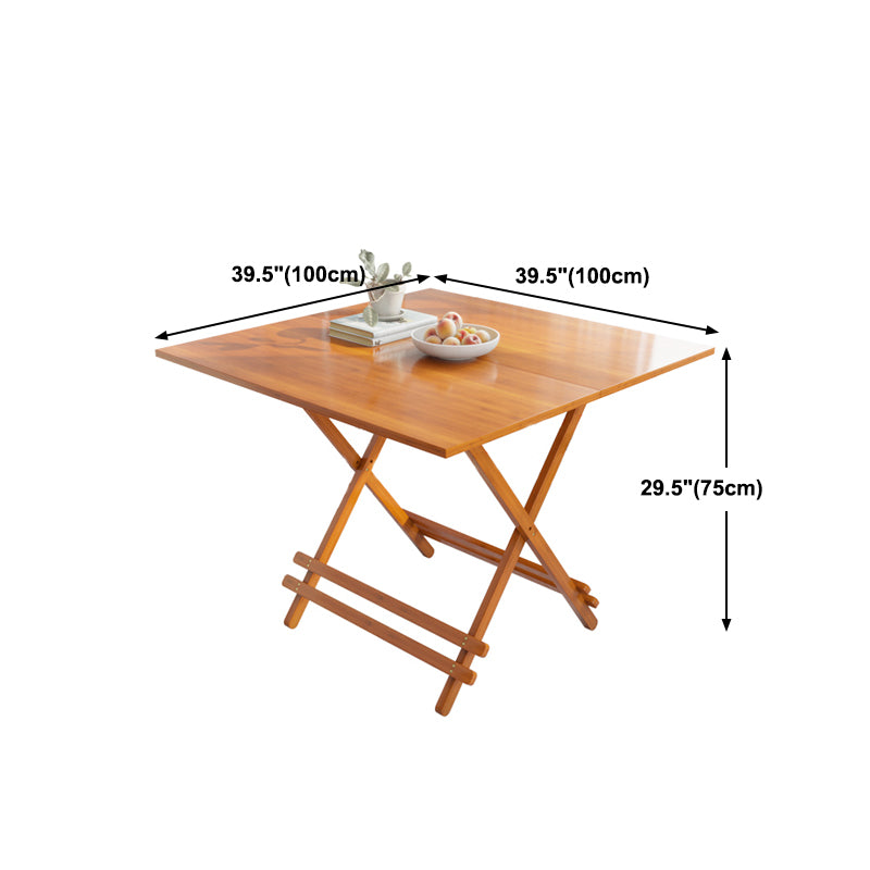 Modern Bamboo Pedestal Dining Table Natural Folding Table for Kitchen