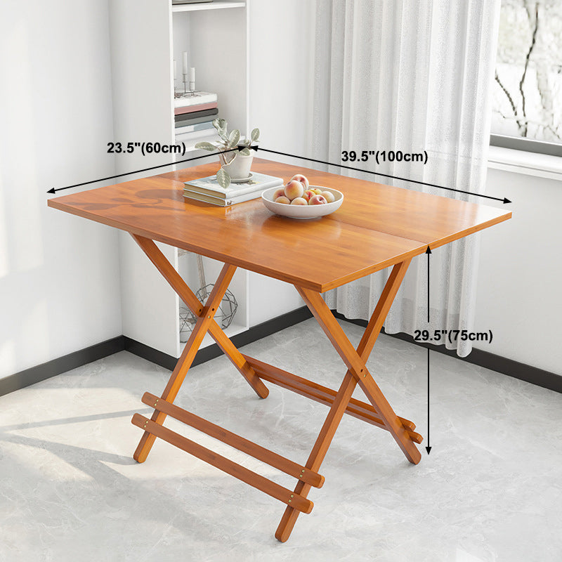 Modern Bamboo Pedestal Dining Table Natural Folding Table for Kitchen