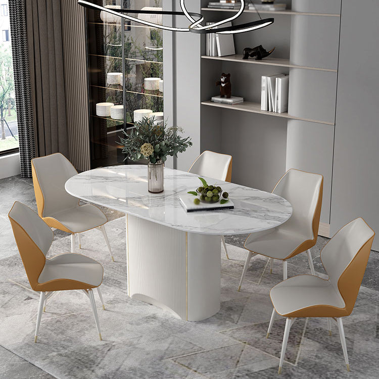 Table à manger en pierre frittée, ton blanc, guéridon de luxe pour salle à manger