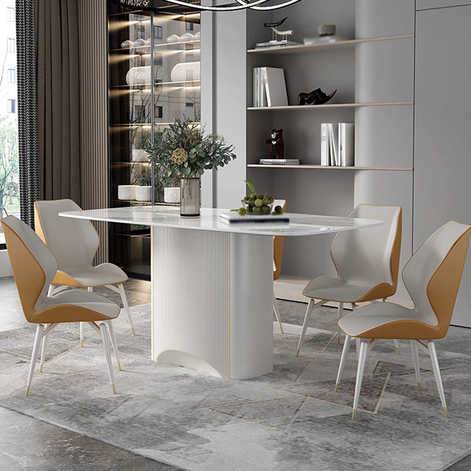 Table à manger en pierre frittée, ton blanc, guéridon de luxe pour salle à manger