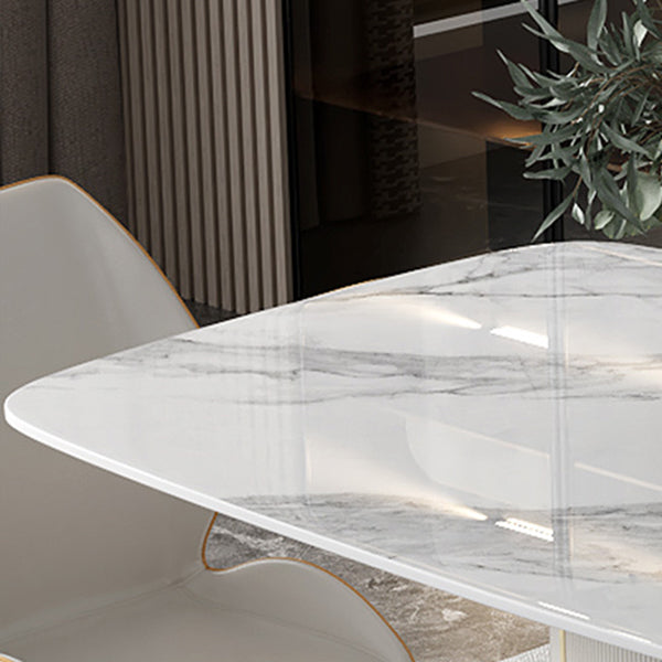 Table à manger en pierre frittée, ton blanc, guéridon de luxe pour salle à manger