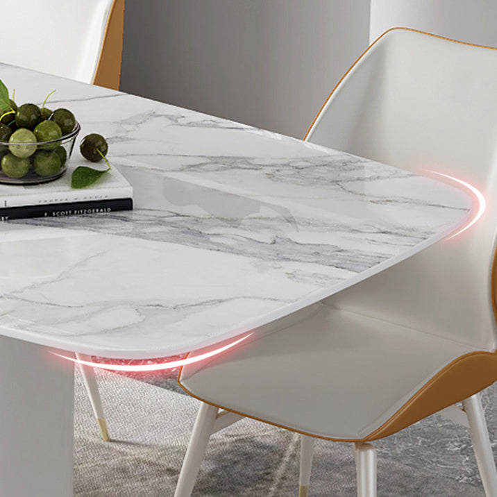 Table à manger en pierre frittée, ton blanc, guéridon de luxe pour salle à manger