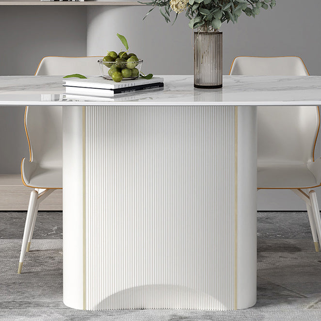 Table à manger en pierre frittée, ton blanc, guéridon de luxe pour salle à manger