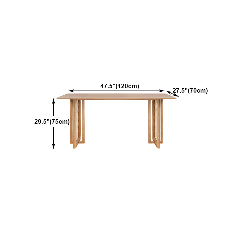 Modern Oak Table for Restaurant Rectangle Dining Table with Double Pedestal