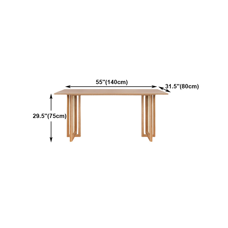 Modern Oak Table for Restaurant Rectangle Dining Table with Double Pedestal