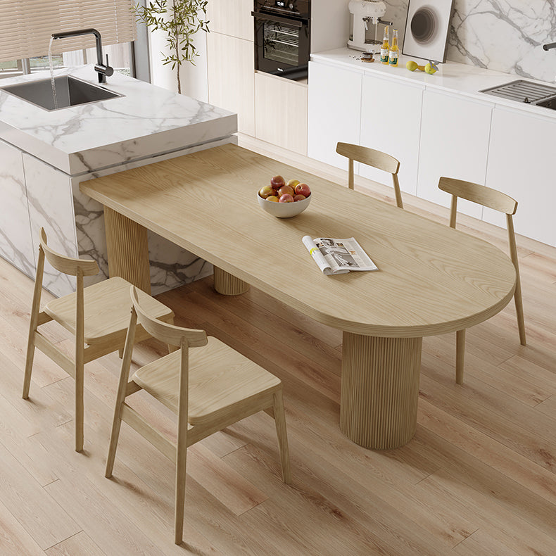 Modern Style Dining Table Brown Solid Wood Dining Table for Kitchen