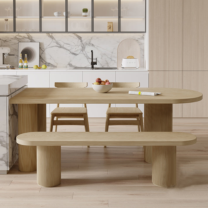 Modern Style Dining Table Brown Solid Wood Dining Table for Kitchen