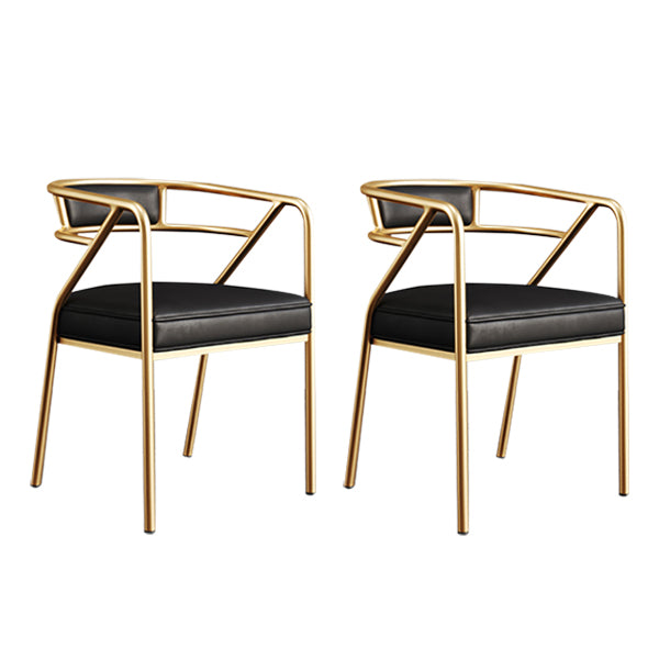 Glam Style Indoor Arm Chair Open Back 21.65" Wide Dining Chair