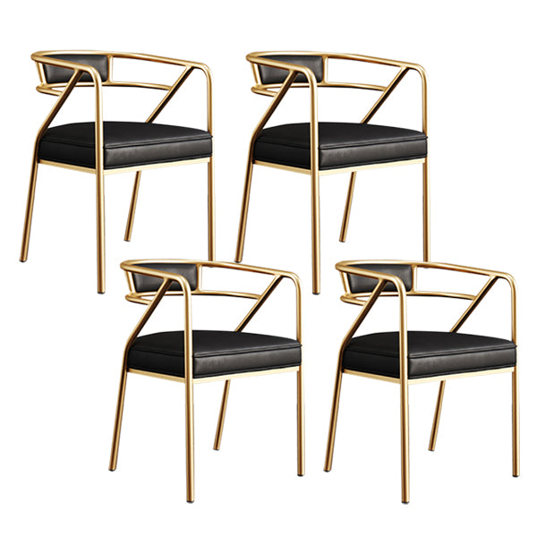 Glam Style Indoor Arm Chair Open Back 21.65" Wide Dining Chair