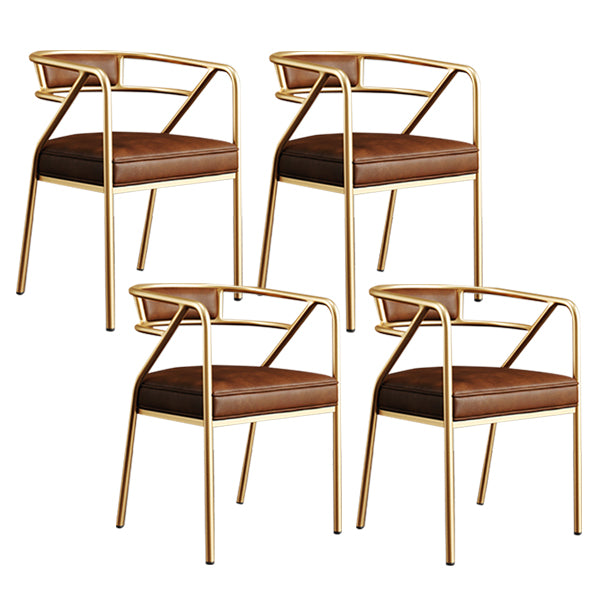 Glam Style Indoor Arm Chair Open Back 21.65" Wide Dining Chair