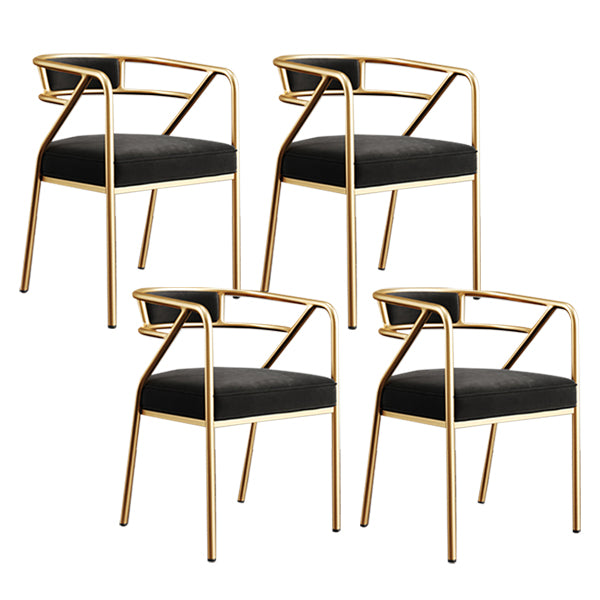 Glam Style Indoor Arm Chair Open Back 21.65" Wide Dining Chair