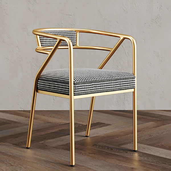 Glam Style Indoor Arm Chair Open Back 21.65" Wide Dining Chair